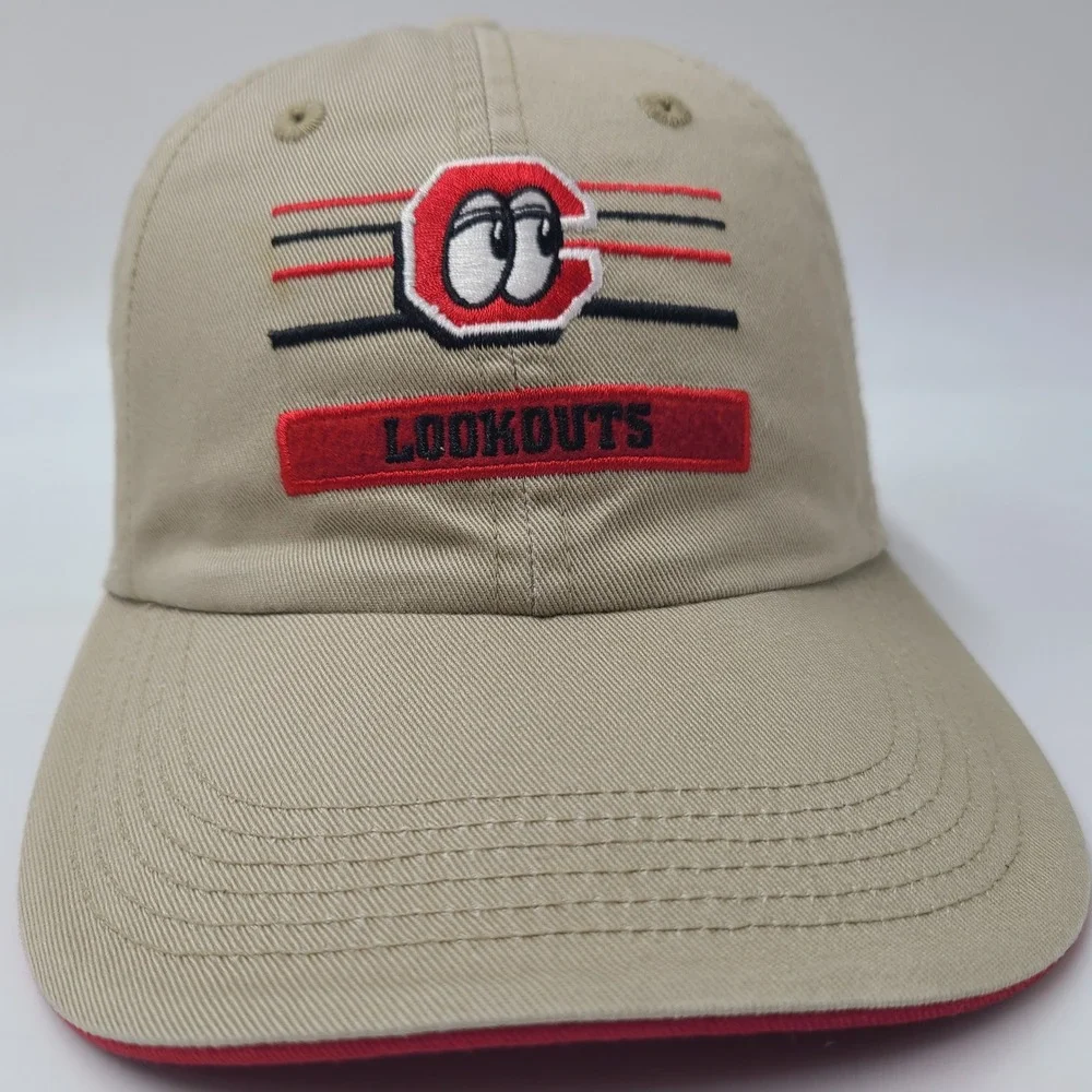 Youth Chattanooga Lookouts Hat Adjustable Outdoor Cap Beige Red MiLB Baseball